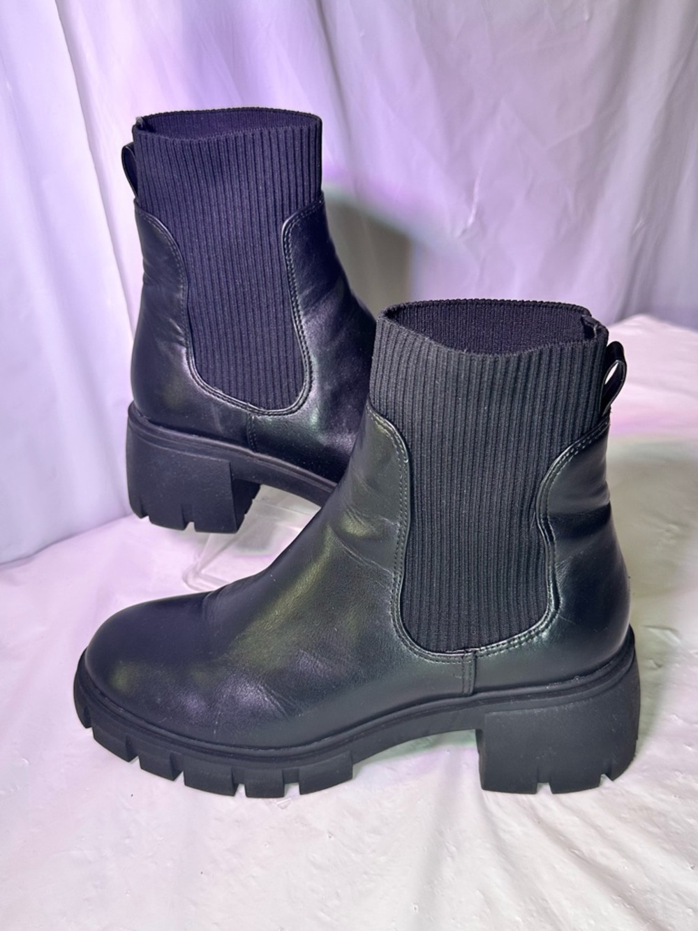 Steve Madden Black Chunky Chelsea Ankle Boots